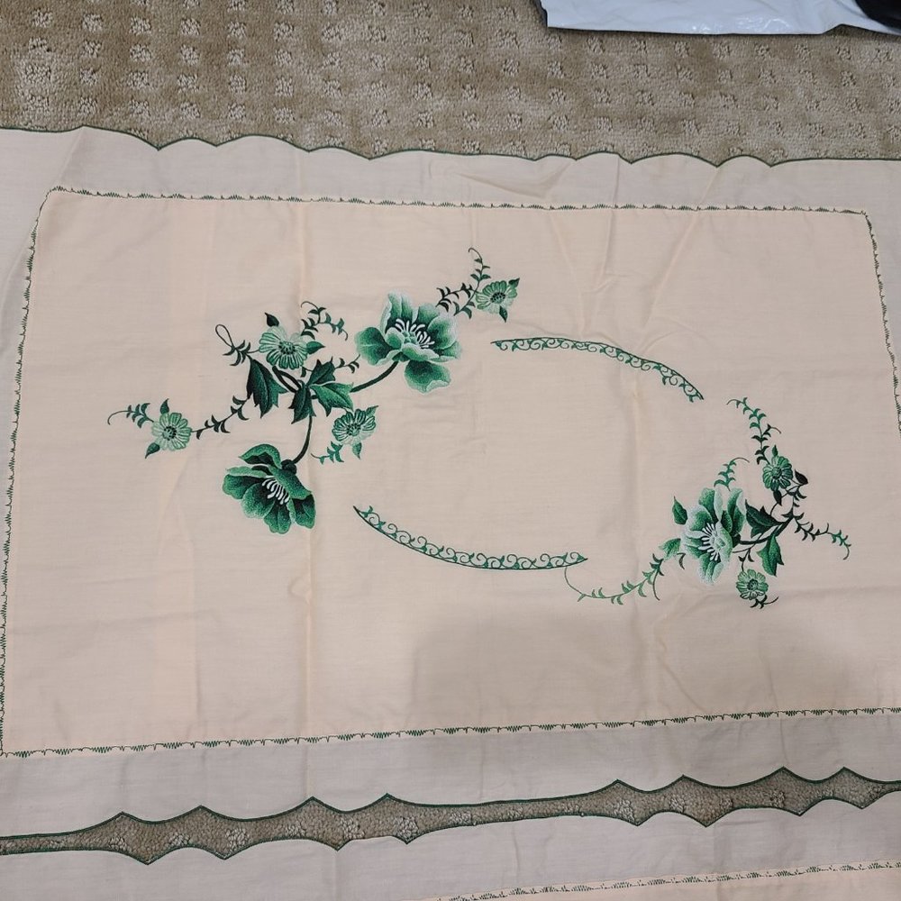 Vintage - Rare Peach - Green Asian Pillow Cases